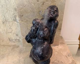 Inuit Mother and Child Stone Sculpture