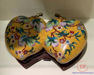 Chinese Cloisonne' Double Peach Wedding Box