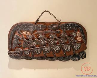 Hand Carved Wood Relief Papa New Guinea "Storyboard"