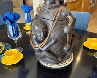 Hand Carved African Wood Pot
