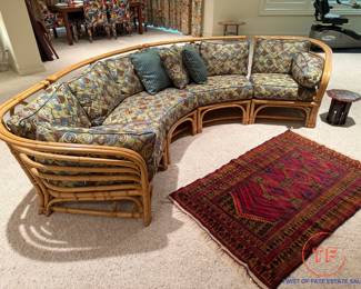 MCM Rattan Half Moon Sectional Sofa