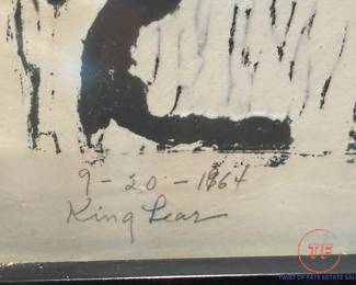 Signed Wood Cut Print Titled "King Lear"