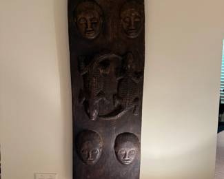 Balue Tribe Hand Carved Wood Door Relief