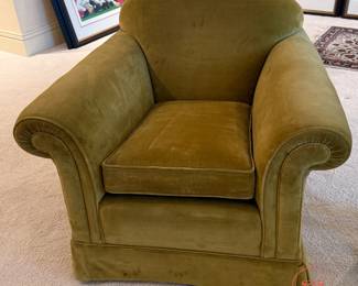 Vintage Olive Green Velvet Armchair