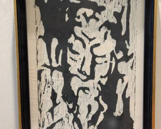 Signed Wood Cut Print Titled "King Lear"
