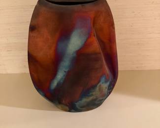 Signed RAKU Pottery Vase
