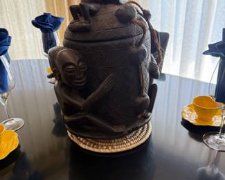 Hand Carved African Wood Pot