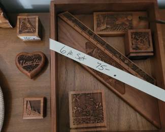 Vintage Laser Craft Walnut Desk Organizer Set