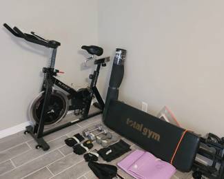 Bladez Spin Power Indoor Cycle, Weights, Mats, Total Gym Machine