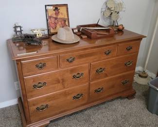 7 Drawer Dresser, Antique Ink Well w/ Date, Vintage Fan