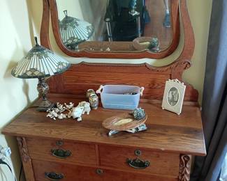 Late Victorian / Eastlake Inspired Oak Dresser with Mirror