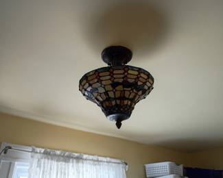 Tiffany Style Stained Glass Semi Flush Ceiling Fixture