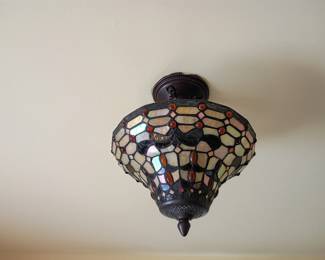 Tiffany Style Stained Glass Semi Flush Ceiling Fixture