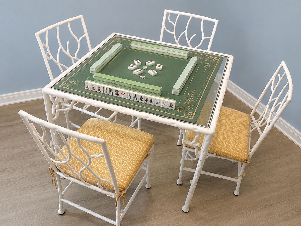 Mahjong or game table 4 chairs vintage cool!