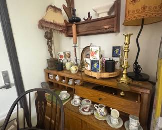 Cabinets, lamps, candlesticks, tea cups