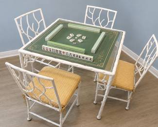 Mahjong or game table 4 chairs vintage cool!