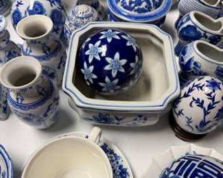 blue and white decor