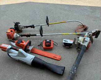 Stihl Weedeater, Edge Trimmer, Hedge Trimmer, Leaf Blowers, Three Batteries