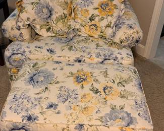 Floral Print Chair with Matching Ottoman