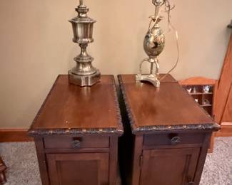 Plug-In End Tables/Brass Lamps