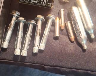 Estate Sale Lot: Vintage Western Super-X Ammunition Box, Hardware, and CO2 Cartridges