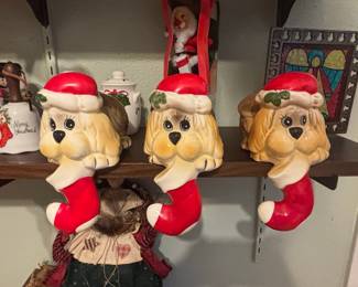 Vintage 1985 House of Lloyd Ceramic Puppy Christmas Stocking Holder