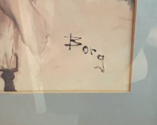 Irene Borg Lithograph, Woman with Guitar