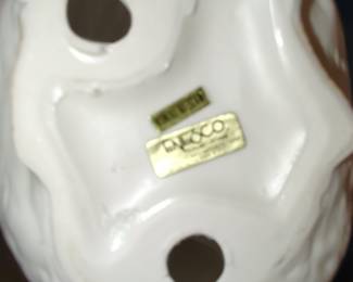 Enesco Ceramic Goose Figurine with Blue Ribbon