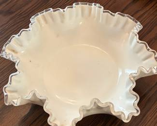 Fenton Crest Ruffled Glass Bowl