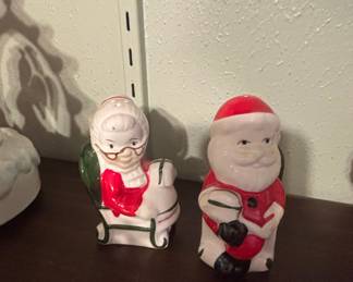 Vintage Ceramic Mr. & Mrs. Claus Salt and Pepper Shakers - Japan