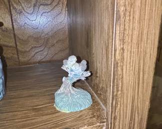 Vintage Resin Bird Pair on Tree Stump Figurine