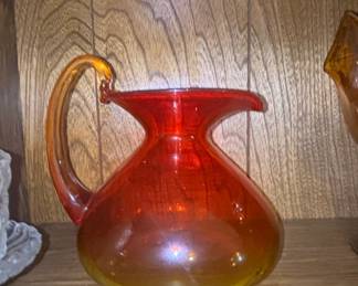 Vintage Blenko or Rainbow Glass Amberina Pitcher
