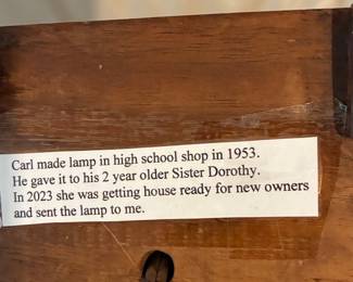 Vintage 1953 Student-Made Wooden Obelisk Table Lamp