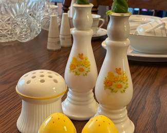 Vintage Avon "Buttercup" Milk Glass Floral Table Set