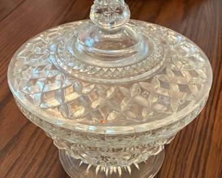 Vintage Anchor Hocking Wexford Pattern Covered Candy Dish