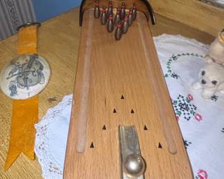 Vintage Wooden Tabletop Bowling Game