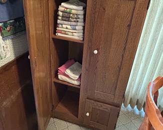 Vintage Oak Shaker Style Armoire with Drawer