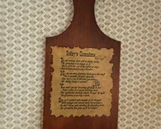 Vintage 'Today's Grandma' Poem Wooden Plaque