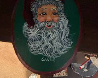 Vintage Hand-Painted Wood Plaque Signed SANDE