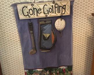 Gone Golfing Decorative Wall Hanging with Fabric Panel and Golf Course Scene