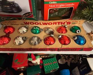Vintage Woolworth's "America's Christmas Store" Glass Christmas Tree Ornaments