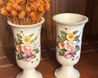 Lefton Porcelain Floral Bud Vases