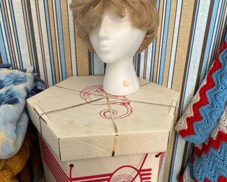 Vintage Mid-Century Synthetic Wig in Original Hexagonal Box
