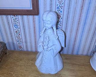 Vintage AES Japan Bisque Porcelain Angel Bell Figurine