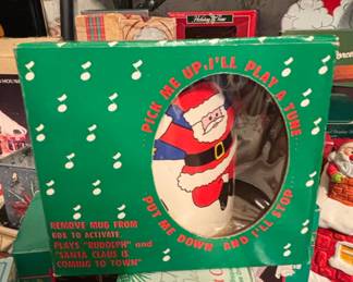 Vintage Musical Santa Stoneware Mug