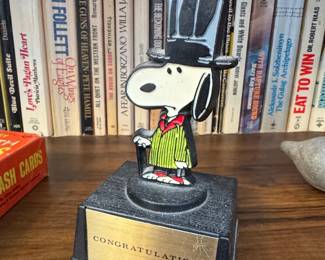 Vintage Snoopy 'Congratulations' Trophy and Milton Bradley New Math Flash Cards