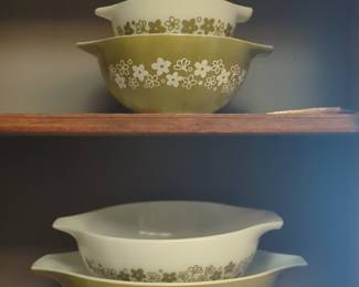 Pyrex Spring Blossom Green Cinderella Mixing Bowl Set