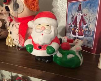 Vintage Ceramic Santa Claus Figurine with Sack