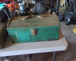 Vintage Green Metal Toolbox