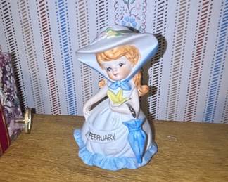 Vintage Lefton February Birthday Girl Figurine with Umbrella